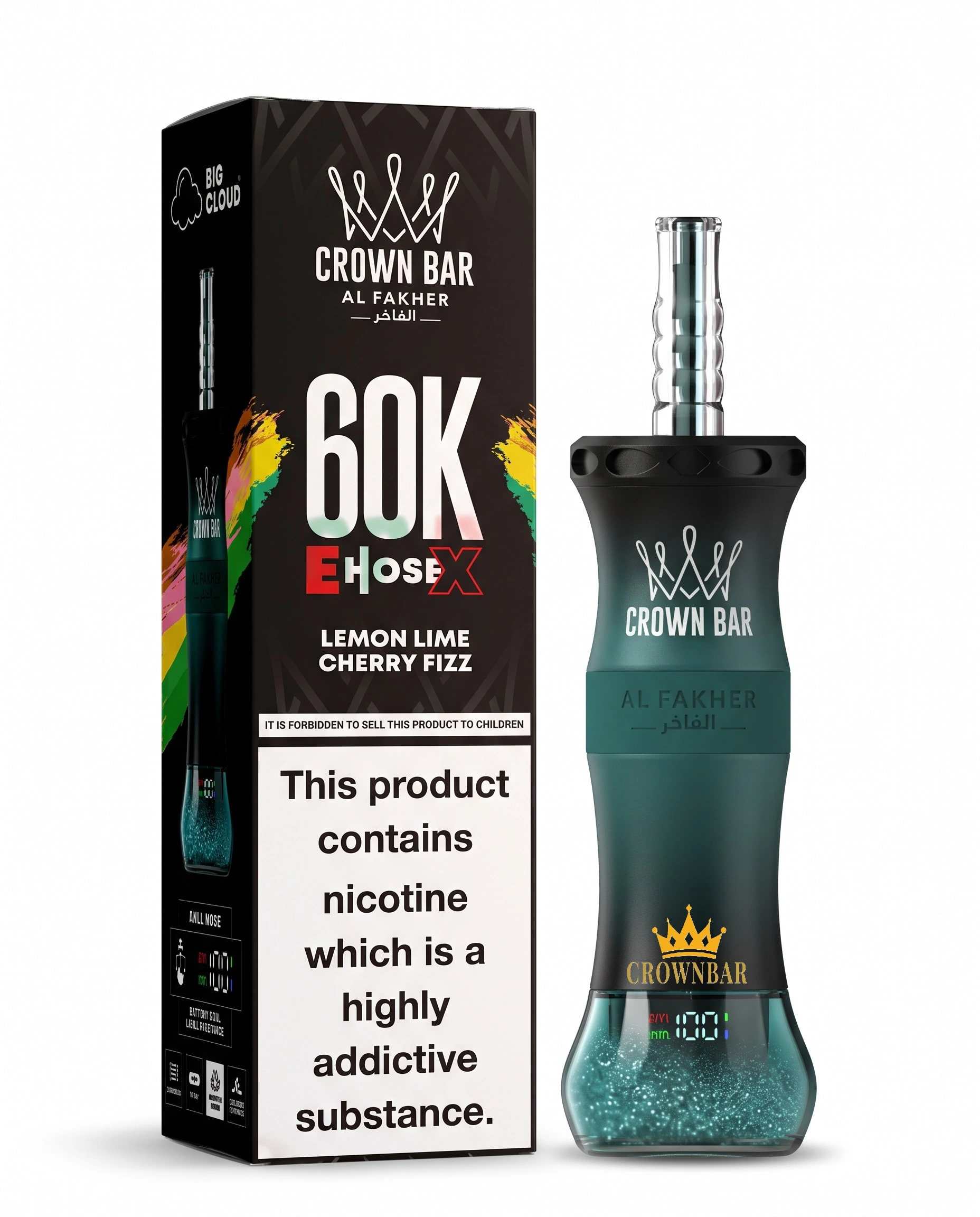 Al Fakher E-Hose X 60K Lemon Lime Cherry Fizz Crown Bar Al Fakher E-Hose X 60K Lemon Lime Cherry Fizz Disposable Vape 6mg in UAE