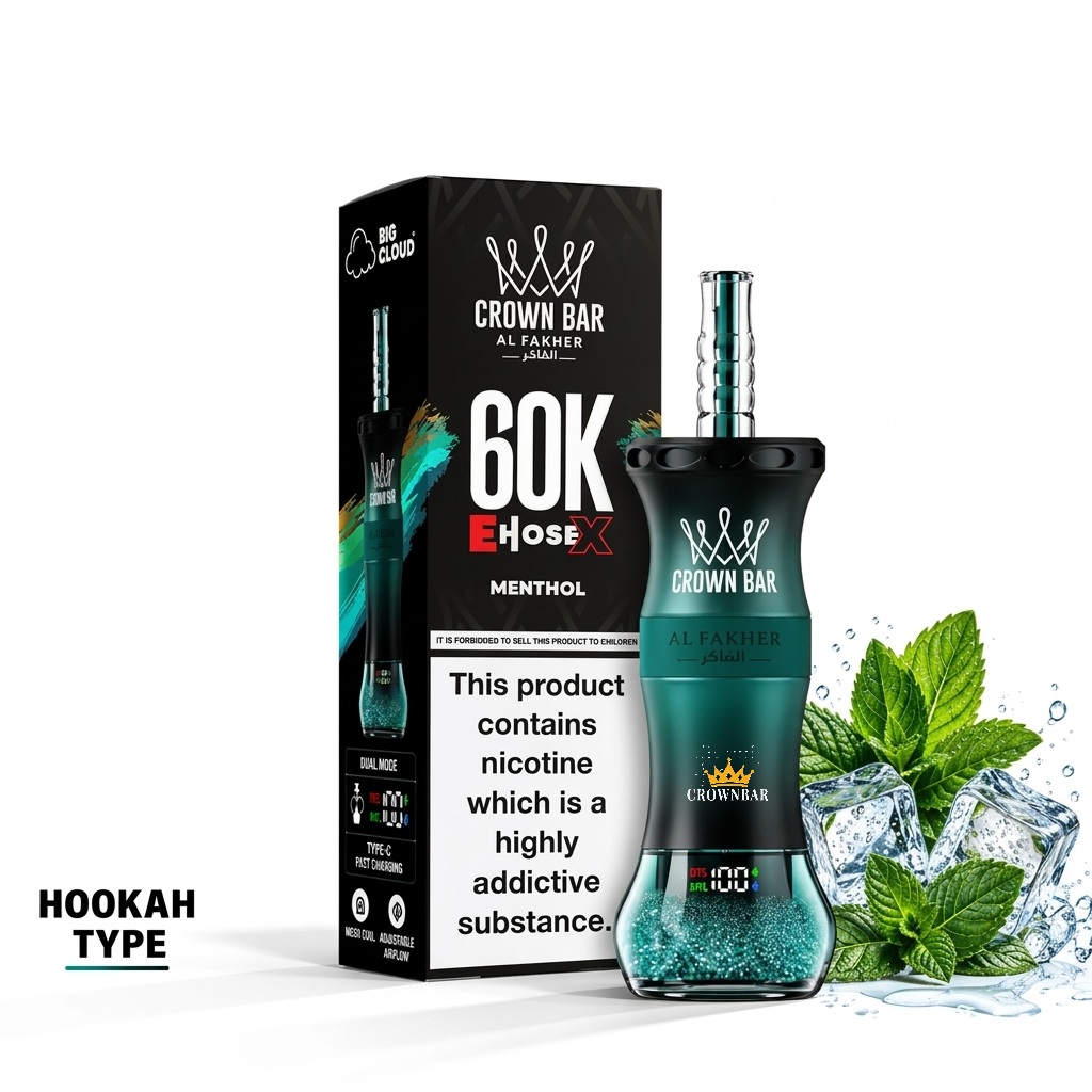 Al Fakher E-Hose X 60K Menthol in uae Crown Bar Al Fakher E-Hose X 60K Menthol Vape (6mg) | UAE