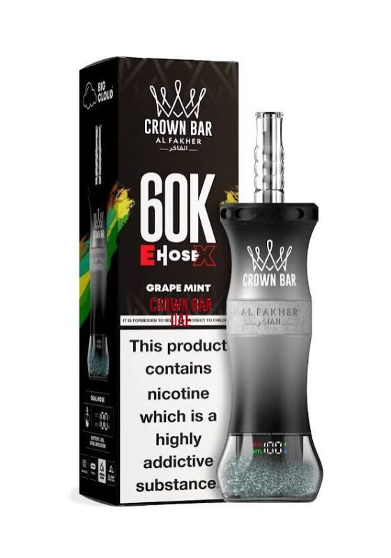 Crown bar Al Fakher E-Hose X 60k Grape Mint Disposable Vape (6mg)